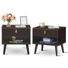 Load image into Gallery viewer, Nightstand Bedroom Table with Drawer Storage Shelf-Brown
