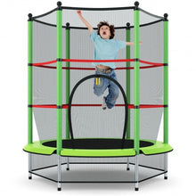 Load image into Gallery viewer, 55&quot; Youth Jumping Round Trampoline with Safety Pad Enclosure-Green
