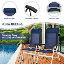 Load image into Gallery viewer, 2Pcs Patio Dining Chair with Adjust Portable Headrest-Blue
