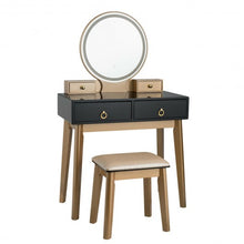 Load image into Gallery viewer, Makeup Vanity Table Set 3 Color Lighting Dressing Table-Black
