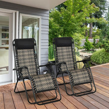 Load image into Gallery viewer, 2Pcs Folding Patio Rattan Zero Gravity Lounge Chair-Gray
