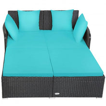 Load image into Gallery viewer, Outdoor Patio Rattan Daybed Thick Pillows Cushioned Sofa Furniture-Turquoise
