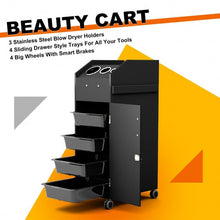 Load image into Gallery viewer, Black Salon Trolley Cart with 4 Storage Trays-Black
