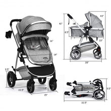 Load image into Gallery viewer, 2 in 1 High Landscape Convertible Reversible Bassinet Pram-Light Gray
