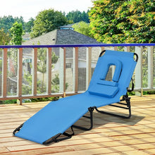 Load image into Gallery viewer, Outdoor Folding Chaise Beach Pool Patio Lounge Chair Bed with Adjustable Back and Hole
