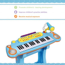 Load image into Gallery viewer, Kids Electronic 37 Key Toy Piano w/ Microphone &amp; Stool-Pink
