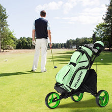 Load image into Gallery viewer, Folding 3 Wheels Golf Push Cart with Bag Scoreboard Adjustable Handle -Green
