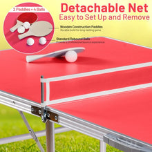 Load image into Gallery viewer, 60 Inches Portable Tennis Ping Pong Folding Table with Accessories-Red
