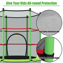 Load image into Gallery viewer, 55&quot; Youth Jumping Round Trampoline with Safety Pad Enclosure-Green
