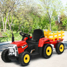 Load image into Gallery viewer, 12V Kids Ride On Tractor with Trailer Ground Loader-Red
