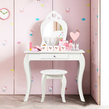 Load image into Gallery viewer, Kids Princess Makeup Dressing Play Table Set with Mirror -White
