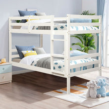 Load image into Gallery viewer, Twin Bunk Bed Children Wooden Bunk Beds Solid Hardwood-White
