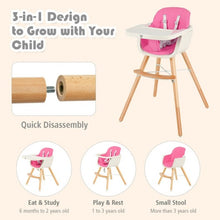 Load image into Gallery viewer, 3 in 1 Convertible Wooden High Chair with Cushion-Pink
