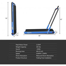 Load image into Gallery viewer, 2-in-1 Folding Treadmill with RC Bluetooth Speaker LED Display-Blue
