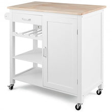 Load image into Gallery viewer, Kitchen Island Trolley Cart Storage Cabinet with Wine Rack &amp; Shelf-White
