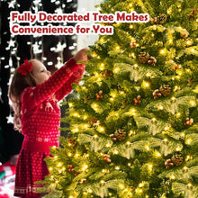 Load image into Gallery viewer, 6.5Ft Pre-lit Snow Flocked Hinged Artificial Christmas Tree
