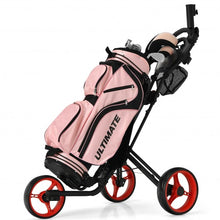 Load image into Gallery viewer, Folding 3 Wheels Golf Push Cart with Brake Scoreboard Adjustable Handle-Red
