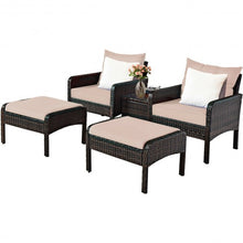 Load image into Gallery viewer, 5 Pcs Patio Rattan Wicker Sofa Furniture Set

