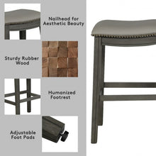 Load image into Gallery viewer, 29&quot; Set of 2 Saddle Nailhead Kitchen Counter Chair-Gray
