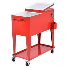 Load image into Gallery viewer, 80 Quart Outdoor Patio Rolling Steel Construction Cooler
