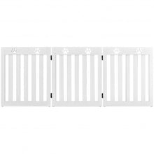 Load image into Gallery viewer, 24&quot; Folding Wooden Freestanding Dog Gate with 360° Flexible Hinge for Pet-White
