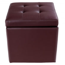Load image into Gallery viewer, Square Hinge Top Storage Box Ottoman-Brown
