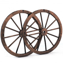 Load image into Gallery viewer, Set of 2 30-inch Decorative Vintage Wood Wagon Wheel
