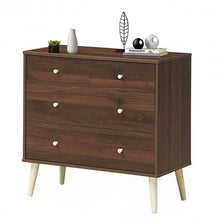 Load image into Gallery viewer, 4-Drawer Dresser Cabinet Storage Organizer Rubber Leg with Rail-Walnut
