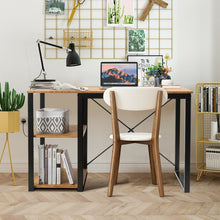 Load image into Gallery viewer, Computer Desk with Bamboo Top &amp; 2 Storage Shelves-Natural Desk
