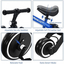 Load image into Gallery viewer, 3 in 1 3 Wheel Kids Tricycles with Adjustable Seat &amp; Handlebarfor Ages 1-3-Blue
