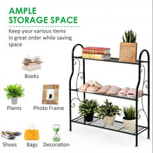 Load image into Gallery viewer, 3-Tier Scrollwork Designed Metal Plant Stand-Black
