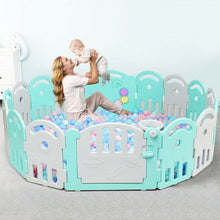 Load image into Gallery viewer, 16-Panel Baby Playpen with Music Box &amp; Basketball Hoop-Gray
