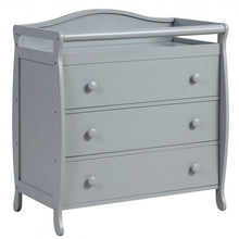 Load image into Gallery viewer, 3-Drawer Dresser Changing Table with Safety Belt Guardrails-Gray
