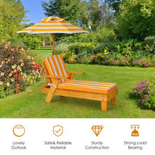 Load image into Gallery viewer, Kids Outdoor Wood Lounge Chair with Height Adjustable Umbrella
