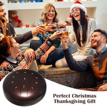 Load image into Gallery viewer, 10&quot; High Carbon 11 Notes Steel Tongue Drum with Drum Hammer-Coffee
