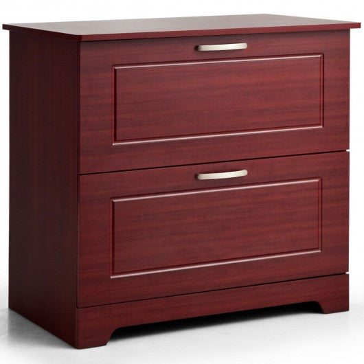 2-Drawer Lateral File Cabinet w/ Adjustable Pole-Brown