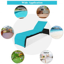 Load image into Gallery viewer, Patio Rattan Lounge Chair Back Adjustable Chaise Recliner  w/Cushioned-Turquoise
