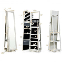 Load image into Gallery viewer, 360? Rotatable Armoire 2-in-1 Lockable Mirrored Jewelry Cabinet-White
