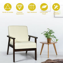 Load image into Gallery viewer, Solid Rubber Wood Fabric Accent Armchair-Beige
