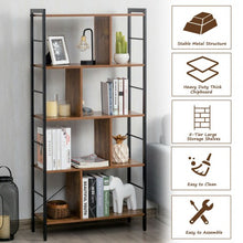 Load image into Gallery viewer, 4-Tier Industrial Bookshelf Floor Standing Storage Rack Large Storage
