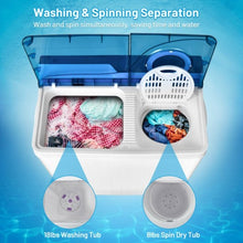 Load image into Gallery viewer, 26 Pound Portable Semi-automatic Washing Machine with Built-in Drain Pump-Blue
