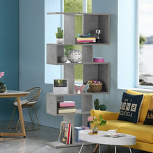 Load image into Gallery viewer, 5 Cubes Ladder Shelf Corner Bookshelf Display Rack Bookcase-Gray
