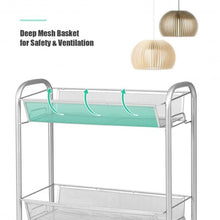 Load image into Gallery viewer, 3-Tier Mesh Rolling Cart Mobile Organizer Stand Utility Cart Trolley-Gray
