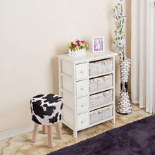 Load image into Gallery viewer, Cow Pattern Faux Fur Round Stool with 4 Wooden Legs
