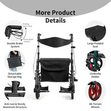 Load image into Gallery viewer, Aluminum Adjustable Folding Handle Medical Walker Rollator-Black
