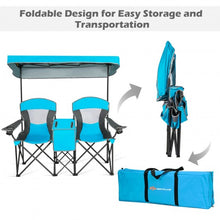 Load image into Gallery viewer, Portable Folding Camping Canopy Chairs w/ Cup Holder-Blue

