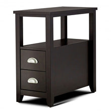Load image into Gallery viewer, Set of 2 End Table Wooden with 2 Drawer &amp; Shelf Bedside Table-Espresso
