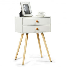 Load image into Gallery viewer, Mid Century Modern 2 Drawers Nightstand in Natural-White
