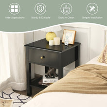 Load image into Gallery viewer, Nightstand End Table with Drawer and Shelf-Black
