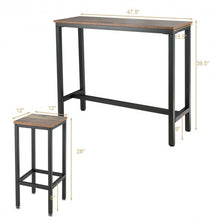 Load image into Gallery viewer, 3 Pieces Bar Table Counter Breakfast Bar Dining Table with Stools-Brown

